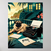 Pug Hond meneer vintage Poster (Voorkant)