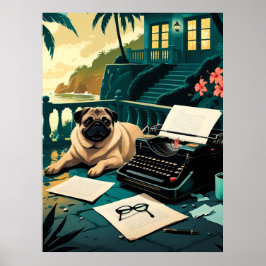 Pug Hond meneer vintage Poster