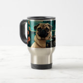 Pug Hond meneer vintage Reisbeker (Voorkant links)