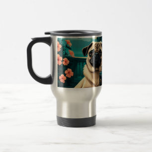 Pug Hond meneer vintage Reisbeker