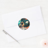 Pug Hond meneer vintage Ronde Sticker (Envelop)