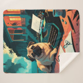 Pug Hond meneer vintage Sherpa Deken (Voorkant (horizontaal))