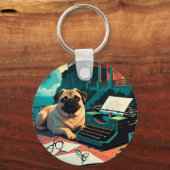 Pug Hond meneer vintage Sleutelhanger (Achterkant)