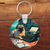 Pug Hond meneer vintage Sleutelhanger (Voorkant)