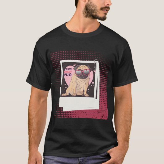 Pug hond met bril t-shirt (Voorkant)