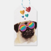 Pug-hond met harten Valentijnsdag  Cadeaulabel (Achterkant)