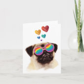 Pug-hond met harten Valentijnsdag  Kaart (Voorkant)