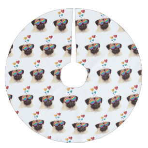 Pug-hond met harten Valentijnsdag Kerstboom Rok