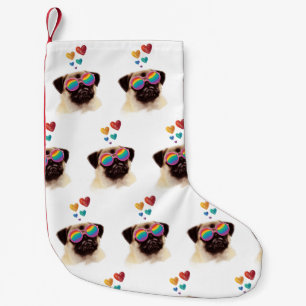 Pug-hond met harten Valentijnsdag Kleine Kerstsok