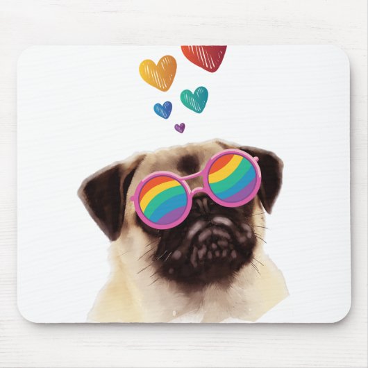Pug-hond met harten Valentijnsdag Muismat (Voorkant)