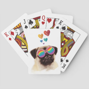 Pug-hond met harten Valentijnsdag Pokerkaarten