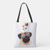Pug-hond met harten Valentijnsdag Tote Bag (Achterkant)
