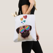 Pug-hond met harten Valentijnsdag Tote Bag (Dichtbij)