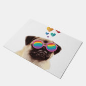 Pug Hond met Hartjes Valentijnsdag Deurmat (Schuin)