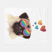 Pug Hond met Hartjes Valentijnsdag Fleece Deken (Voorkant (Horizontaal))