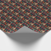 Pug hond met kerstcadeaus open haard cadeaupapier (Hoek)