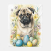 Pug Hond met Paaseieren Vakantie Fleece Deken (Voorkant)