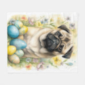 Pug Hond met Paaseieren Vakantie Fleece Deken (Voorkant (Horizontaal))