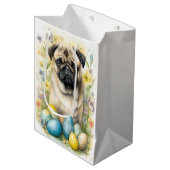 Pug Hond met Paaseieren Vakantie Medium Cadeauzakje (Voorkant Gekanteld)