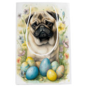 Pug Hond met Paaseieren Vakantie Medium Cadeauzakje (Voorkant)