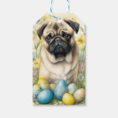 Pug Hond met Pasen Eieren Vakantie Cadeaulabel (Voorkant)