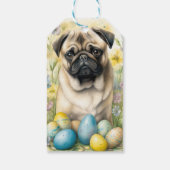 Pug Hond met Pasen Eieren Vakantie Cadeaulabel (Achterkant)
