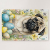 Pug Hond met Pasen Eieren Vakantie Legpuzzel (Horizontaal)