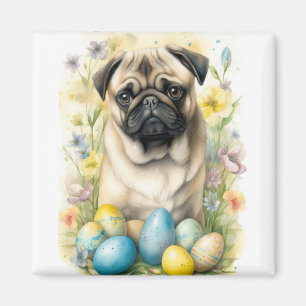 Pug Hond met Pasen Eieren Vakantie  Magneet