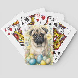Pug Hond met Pasen Eieren Vakantie  Pokerkaarten