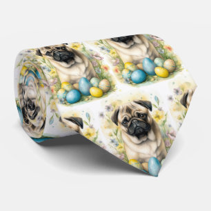Pug Hond met Pasen Eieren Vakantie Stropdas