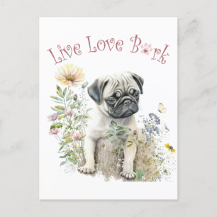 Pug Hond Moeder Bloem Briefkaart