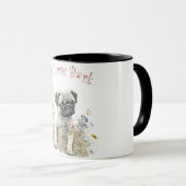Pug Hond Moeder Bloemstuk Mok (Voorkant rechts)