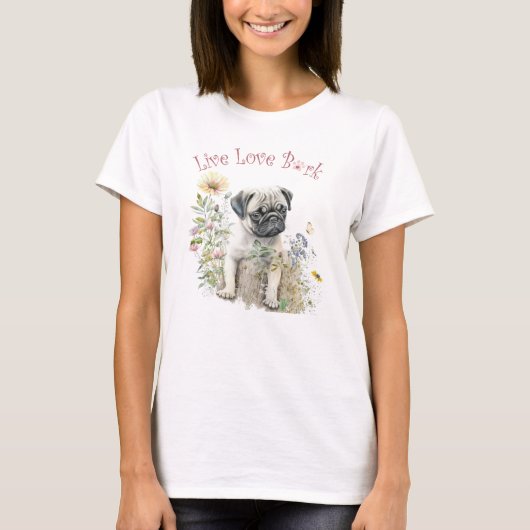 Pug Hond Moeder Bloemstuk T-shirt (Voorkant)