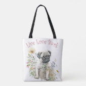 Pug Hond Moeder Bloemstuk Tote Bag (Achterkant)