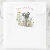 Pug Hond Moeder Bloemstuk Vierkante Sticker (Tas)