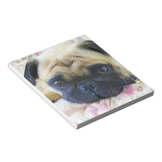 Pug hond notitieblok (Schuin)