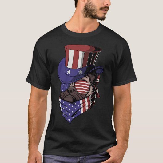 pug hond oom sam hoed, hond oom sam hoed, koele ho t-shirt (Voorkant)