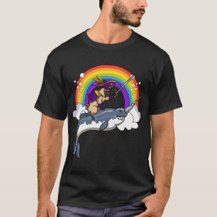 Pug Hond Piraat Rid Narwal Vis T-shirt