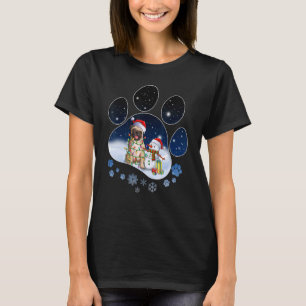Pug Hond Poot Kerstman Kerstverlichting Boom T-shirt