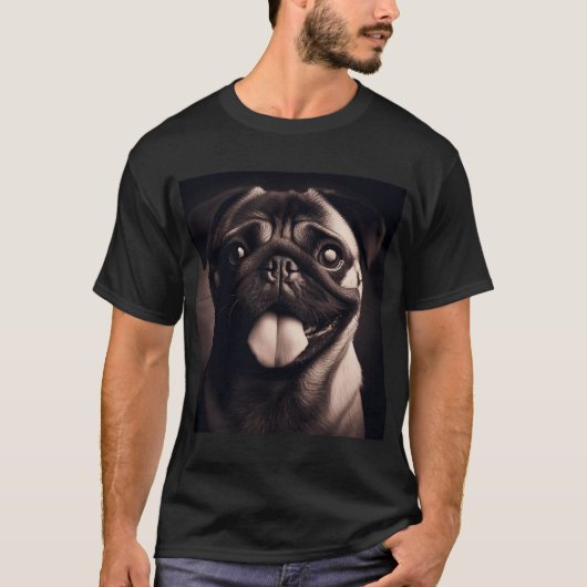 Pug hond Portret 2 T-shirt (Voorkant)
