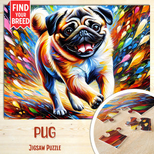 Pug Hond Portret Acryl Kunstprint Hondenliefhebber Legpuzzel