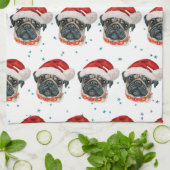 Pug Hond Ras Kerst Sterren Theedoek (Gevouwen)