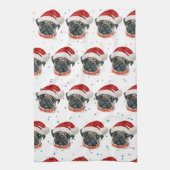Pug Hond Ras Kerst Sterren Theedoek (Verticaal)