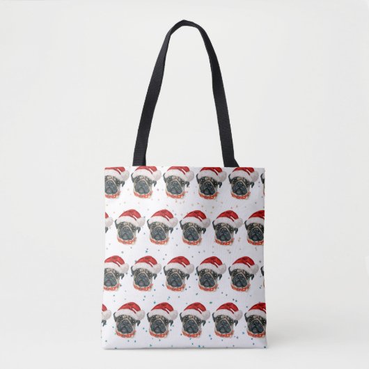 Pug Hond Ras Kerst Sterren Tote Bag (Voorkant)
