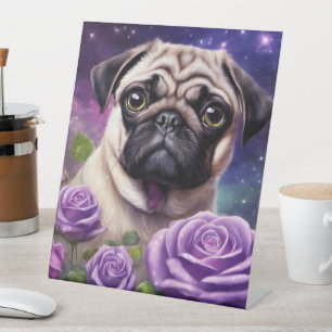 Pug (hond) reclamebord met voetstuk