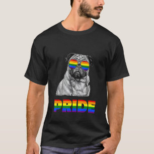 Pug Hond Regenboog Vlag Zonnebril Gay Lesbische Pr T-shirt