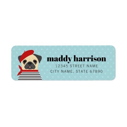 Pug Hond Retour Adres Labels (Voorkant)