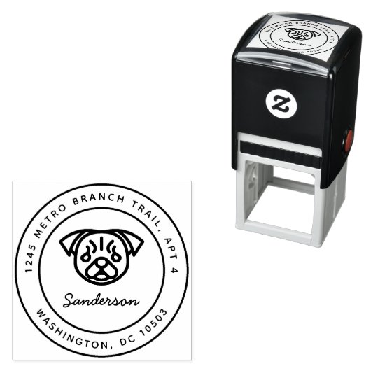 Pug hond retour adres stempel zelf-inkt (In situ)
