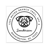 Pug hond retour adres stempel zelf-inkt (Design)
