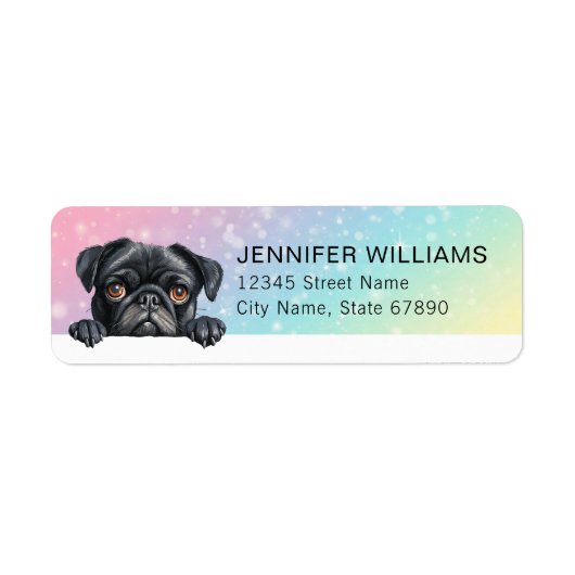 Pug Hond Retouradreslabels Etiket (Voorkant)